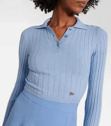 Dolce & Gabbana Ribbed-knit cropped polo sweater | Thumbnail 3
