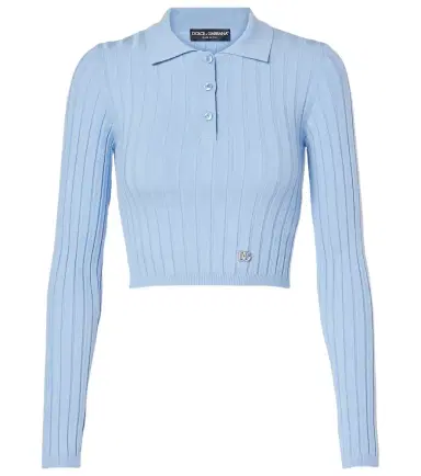 Dolce & Gabbana Ribbed-knit cropped polo sweater | Thumbnail 1