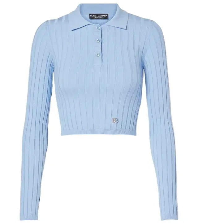Dolce & Gabbana Ribbed-knit cropped polo sweater