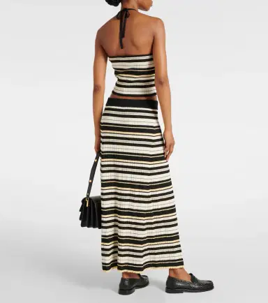 Ganni Ribbed-knit striped midi skirt | Thumbnail 2