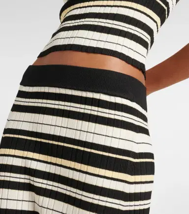 Ganni Ribbed-knit striped midi skirt | Thumbnail 3