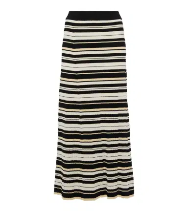 Ganni Ribbed-knit striped midi skirt | Thumbnail 1