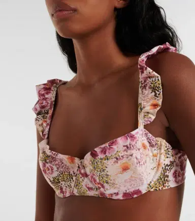 Agua by Agua Bendita Kiwi ruffled floral bikini top | Thumbnail 2