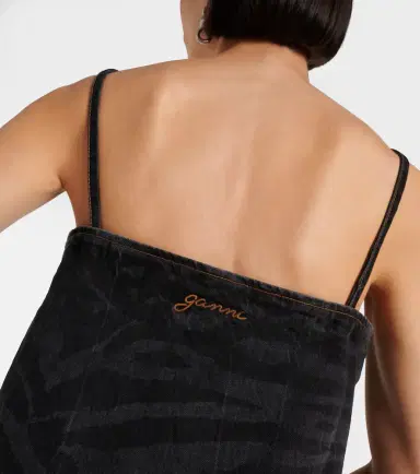 Ganni Zebra-print denim minidress | Thumbnail 2