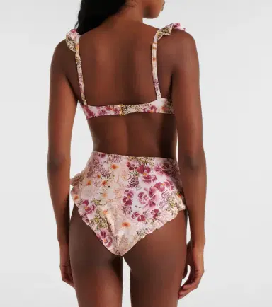 Agua by Agua Bendita Jengibre ruffled floral high-rise bikini bottoms | Thumbnail 2
