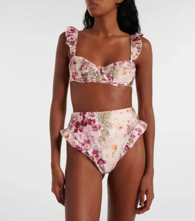 Agua by Agua Bendita Jengibre ruffled floral high-rise bikini bottoms | Thumbnail 3