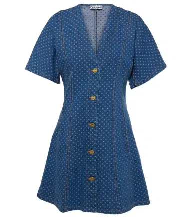 Ganni Polka-dot denim minidress | Thumbnail 1