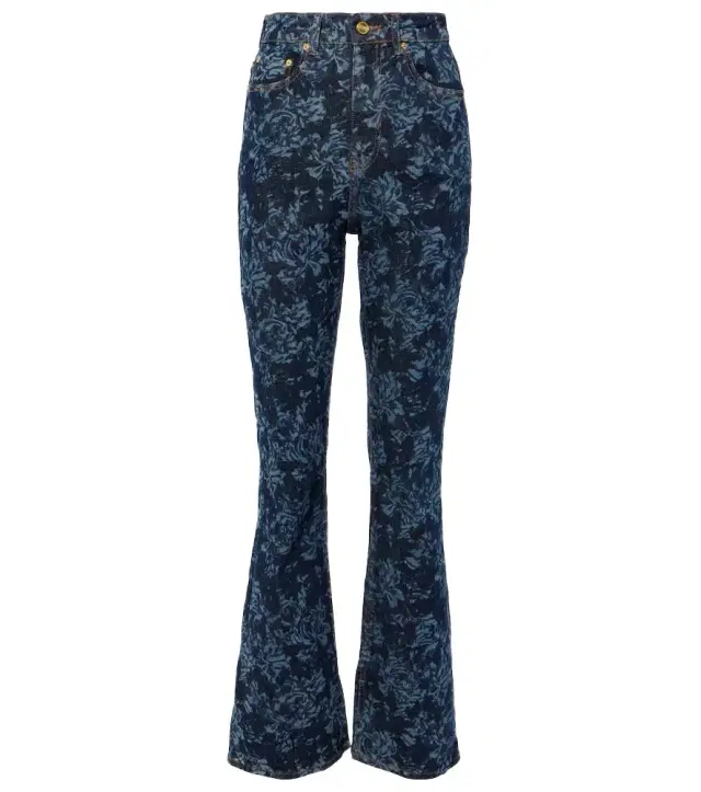Ganni Printed high-rise flared jeans