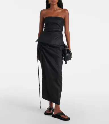 SIR Josefina strapless linen top | Thumbnail 3