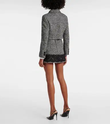 Dolce & Gabbana Lace-trimmed tweed miniskirt | Thumbnail 3