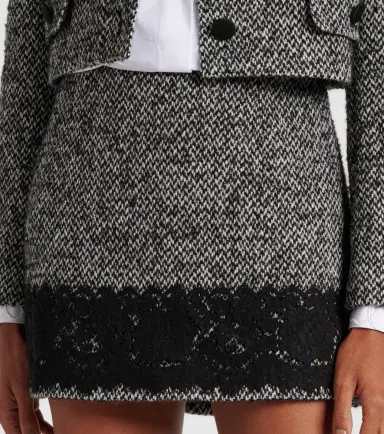 Dolce & Gabbana Lace-trimmed tweed miniskirt | Thumbnail 4
