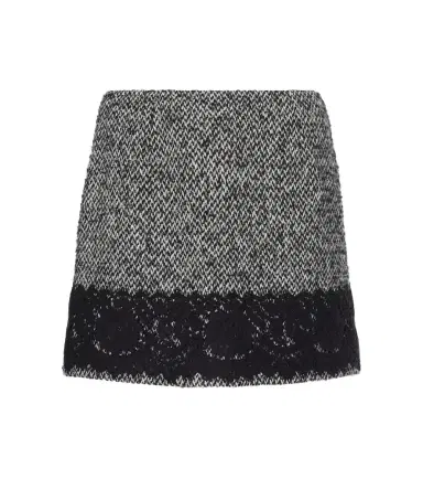 Dolce & Gabbana Lace-trimmed tweed miniskirt | Thumbnail 1