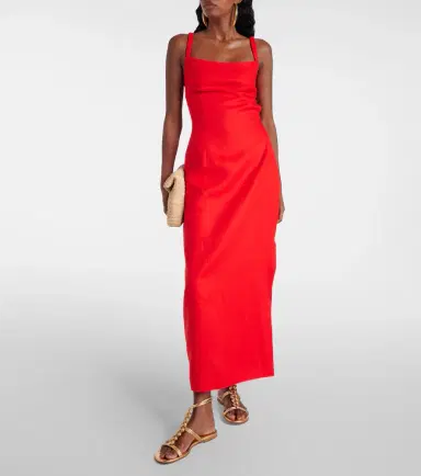 SIR Primrose ruched linen maxi dress | Thumbnail 2