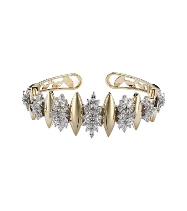 Yeprem Golden Strada 18kt gold and white gold bangle with diamonds