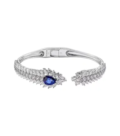 YEPREM Reign Supreme 18kt white gold bangle with diamonds and sapphire | Thumbnail 1 YEPREM Reign Supreme 18kt white gold bangle with diamonds and sapphire | Thumbnail 1