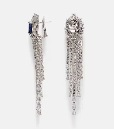 YEPREM Reign Supreme 18kt white gold drop earrings with diamonds and sapphires | Thumbnail 2 YEPREM Reign Supreme 18kt white gold drop earrings with diamonds and sapphires | Thumbnail 2