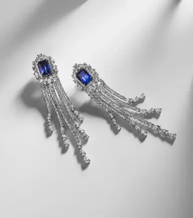 YEPREM Reign Supreme 18kt white gold drop earrings with diamonds and sapphires | Thumbnail 3 YEPREM Reign Supreme 18kt white gold drop earrings with diamonds and sapphires | Thumbnail 3