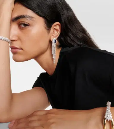 YEPREM Reign Supreme 18kt white gold drop earrings with diamonds and sapphires | Thumbnail 4 YEPREM Reign Supreme 18kt white gold drop earrings with diamonds and sapphires | Thumbnail 4