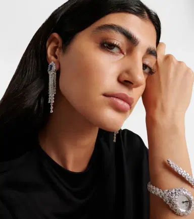 YEPREM Reign Supreme 18kt white gold drop earrings with diamonds and sapphires | Thumbnail 5 YEPREM Reign Supreme 18kt white gold drop earrings with diamonds and sapphires | Thumbnail 5