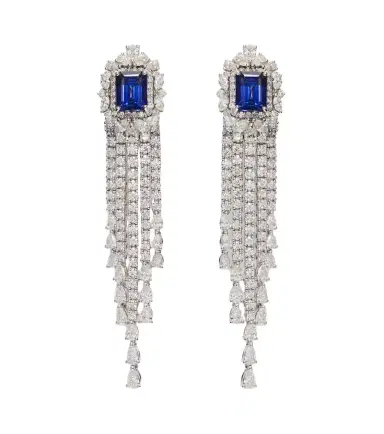 YEPREM Reign Supreme 18kt white gold drop earrings with diamonds and sapphires | Thumbnail 1 YEPREM Reign Supreme 18kt white gold drop earrings with diamonds and sapphires | Thumbnail 1