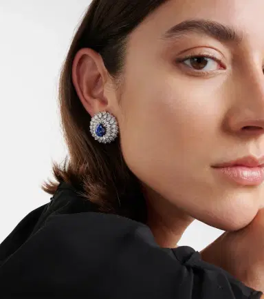 YEPREM Reign Supreme 18kt white gold earrings with diamonds and sapphires | Thumbnail 2 YEPREM Reign Supreme 18kt white gold earrings with diamonds and sapphires | Thumbnail 2