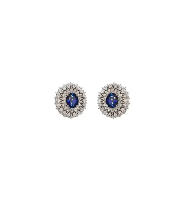 Yeprem Reign Supreme 18kt white gold earrings with diamonds and sapphires