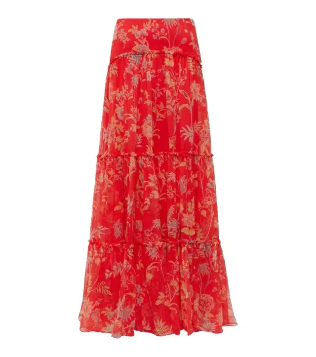 Etro Floral tiered silk maxi skirt