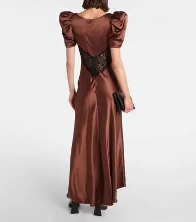 Rodarte Lace-trimmed silk charmeuse gown | Thumbnail 2