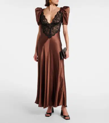 Rodarte Lace-trimmed silk charmeuse gown | Thumbnail 4