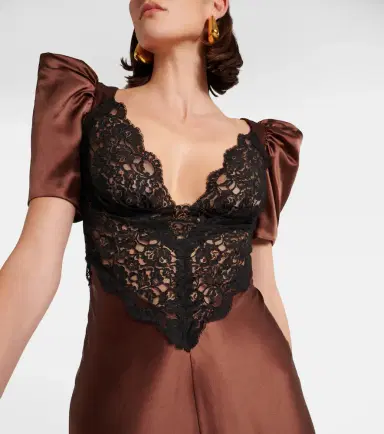 Rodarte Lace-trimmed silk charmeuse gown | Thumbnail 5