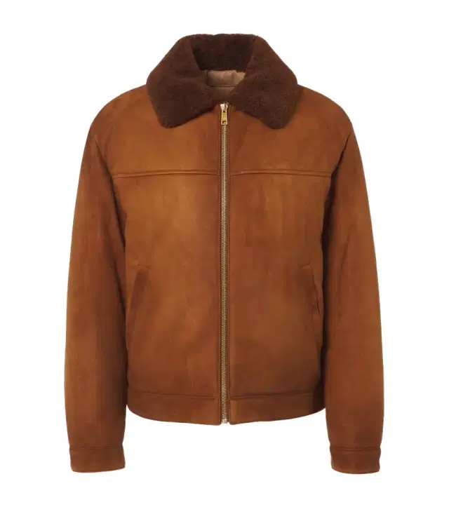 Shearling-trimmed suede jacket