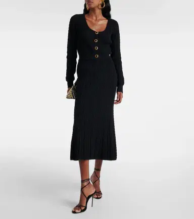 Alessandra Rich Cable-knit wool midi skirt | Thumbnail 4