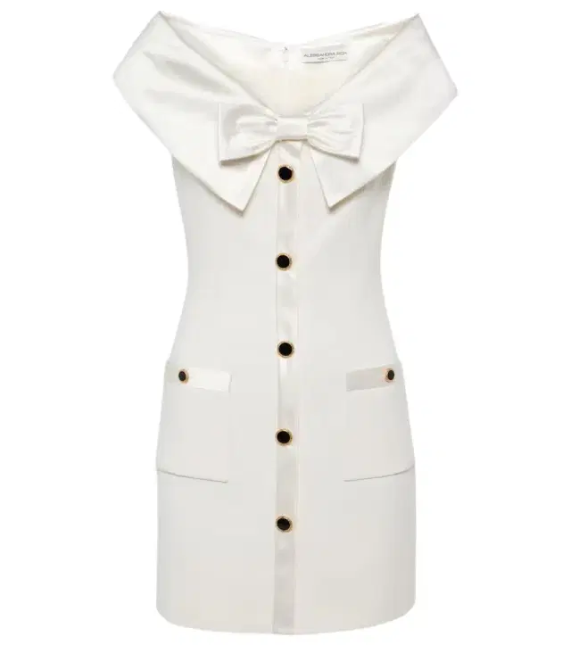 Alessandra Rich Bow-detail satin-trimmed cady minidress