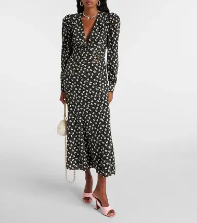 Alessandra Rich Printed silk midi dress | Thumbnail 5