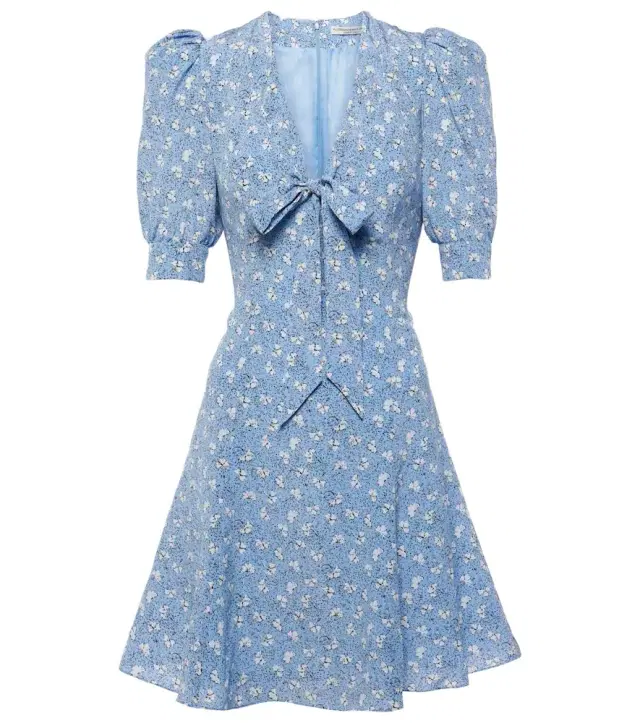 Alessandra Rich Bow-detail printed silk minidress
