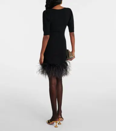 Alessandra Rich Feather-trimmed wool minidress | Thumbnail 3