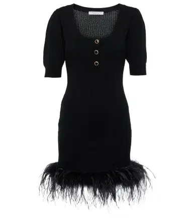 Alessandra Rich Feather-trimmed wool minidress | Thumbnail 1