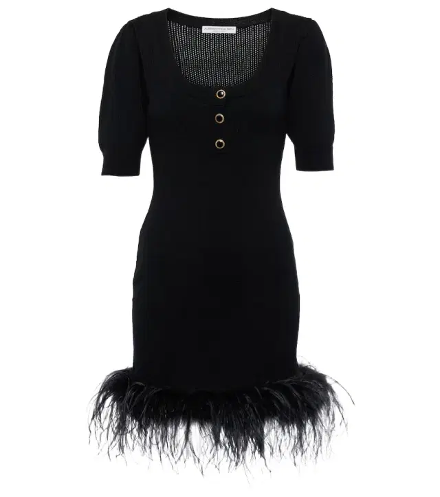 Alessandra Rich Feather-trimmed wool minidress