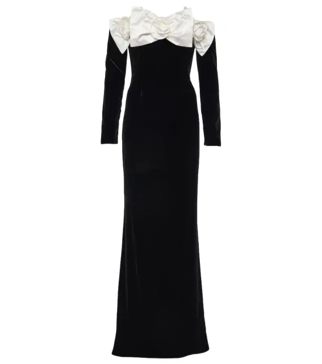 Alessandra Rich Bow-detail off-shoulder velvet gown