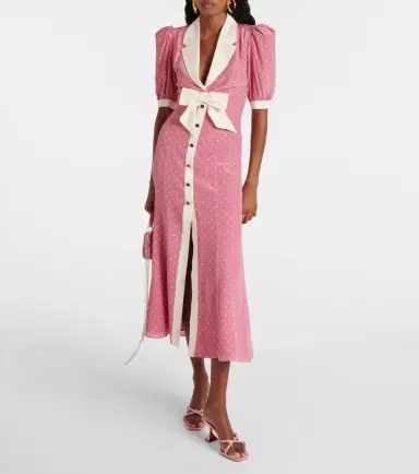 Alessandra Rich Bow-detail polka-dot silk maxi dress | Thumbnail 6