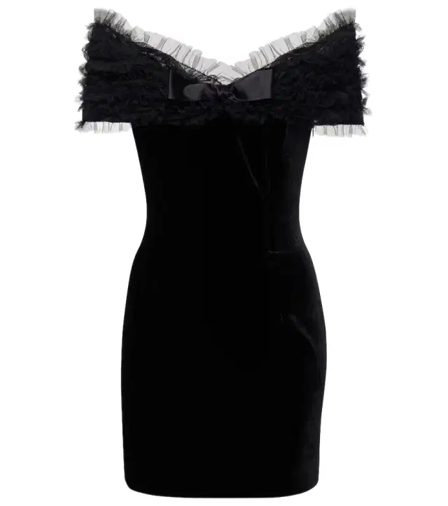 Alessandra Rich Off-shoulder velvet and tulle minidress