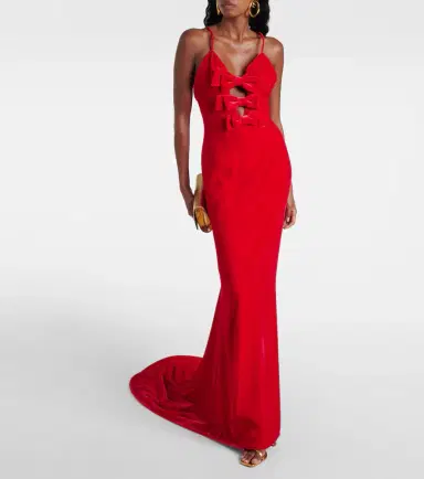 Alessandra Rich Bow-detail velvet gown | Thumbnail 4