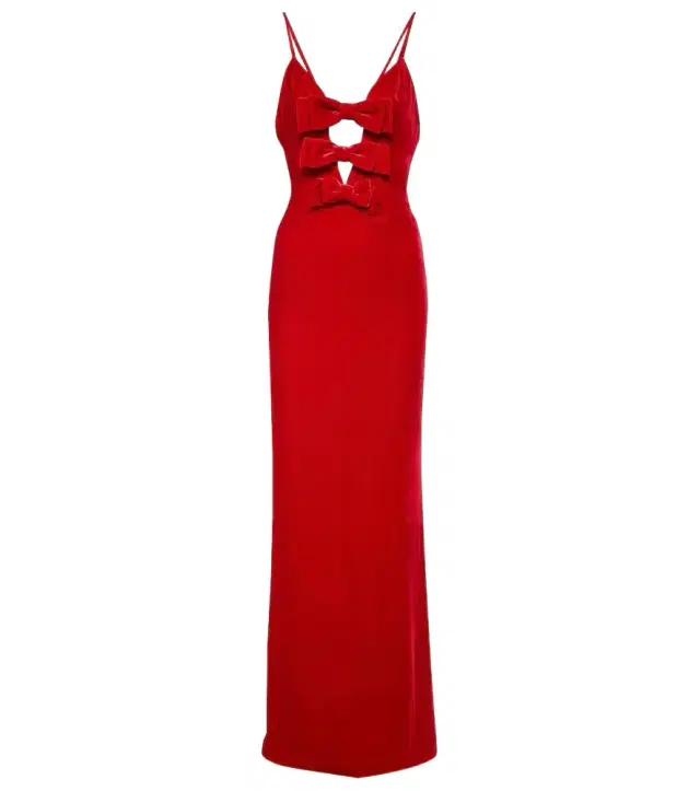 Alessandra Rich Bow-detail velvet gown