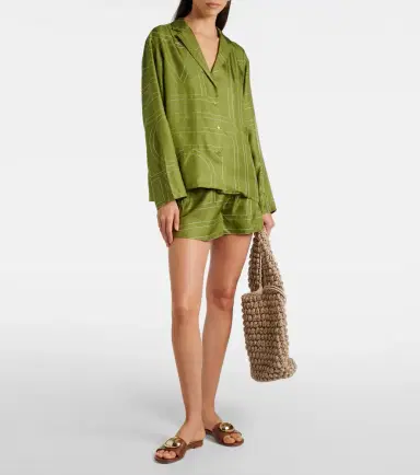 Toteme Monogram silk satin pajama shorts | Thumbnail 2