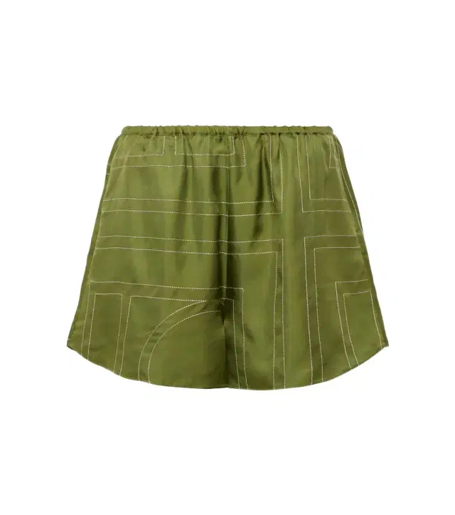 Monogram silk satin pajama shorts