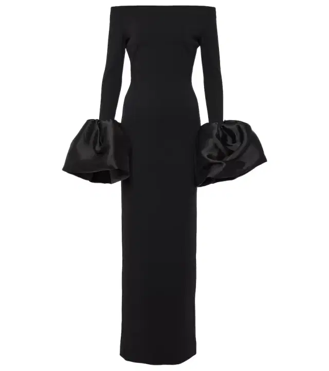 Talia off-shoulder crêpe gown