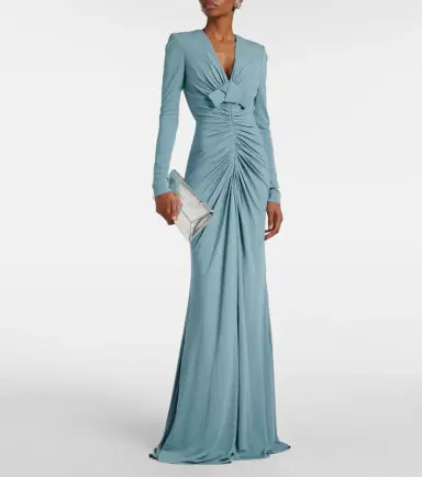 Elie Saab Bow-detail ruched jersey gown | Thumbnail 2