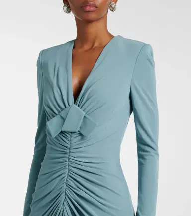 Elie Saab Bow-detail ruched jersey gown | Thumbnail 3