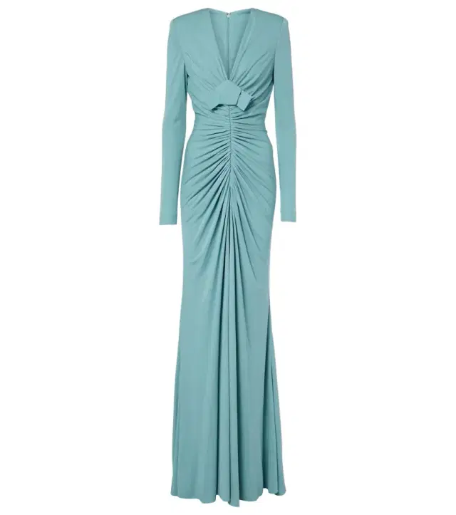 Elie Saab Bow-detail ruched jersey gown