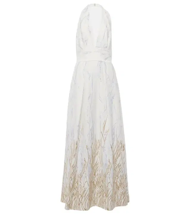 Elie Saab Embroidered halterneck cotton-blend gown